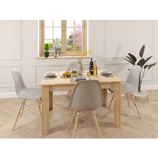 Stół kuchenny 110x70 Dąb Sonoma + 4 krzesła Skandynawskie Milano Szare